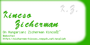 kincso zicherman business card